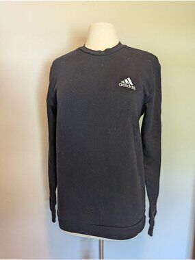 Adidas Black Crewneck Sweatshirt Small Logo Long Sleeve Casual Fit